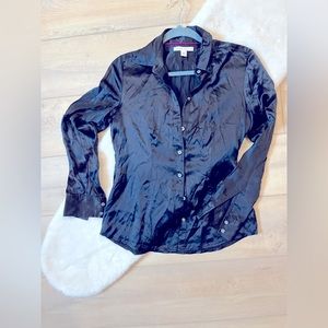 BR Silk Button Down Shirt in Black